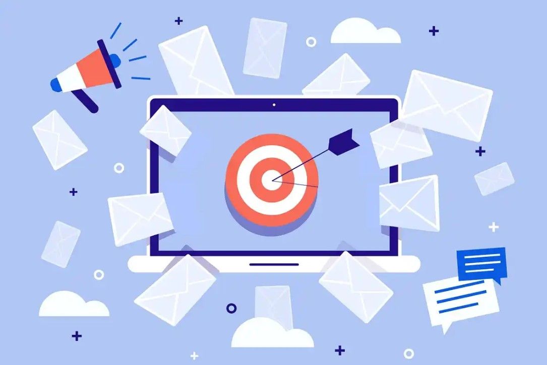 illustrated graphic of email campaign with bulls eye
