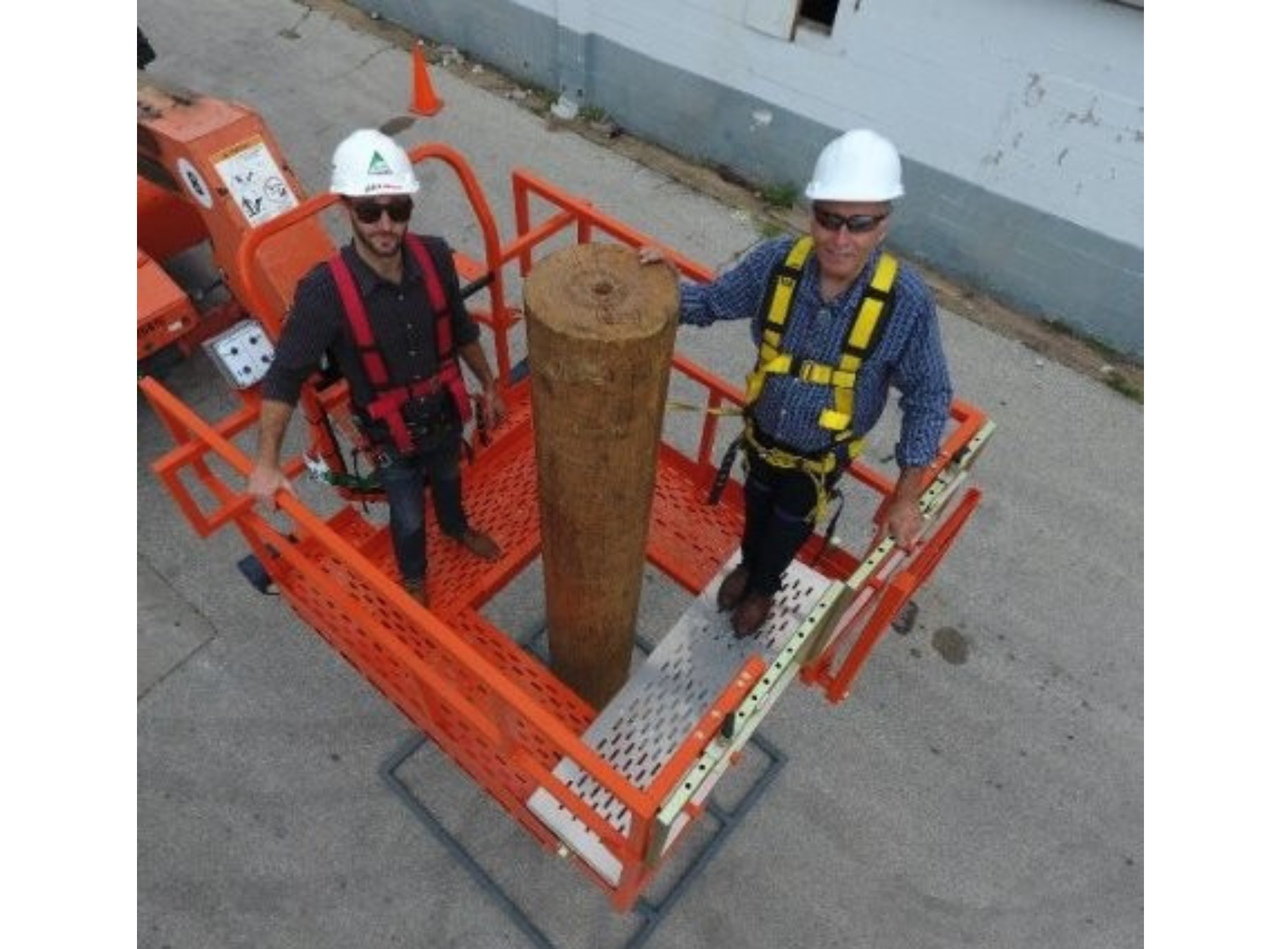 photo of Donald Lombardi on a lift