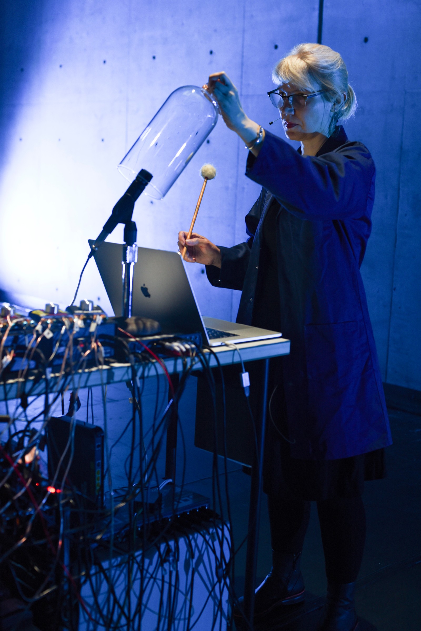 Headshot of Gail Priest - with lap top and intstruments