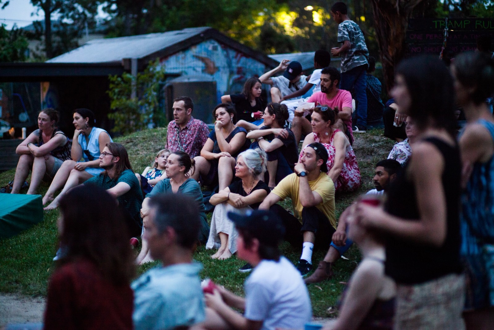 A crowd of people gather on a hill as part of The Chamber Made Venny Celebration 2018