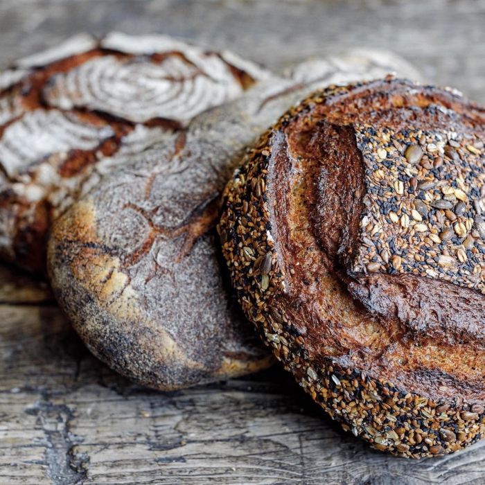 Seeded sourdough loaves