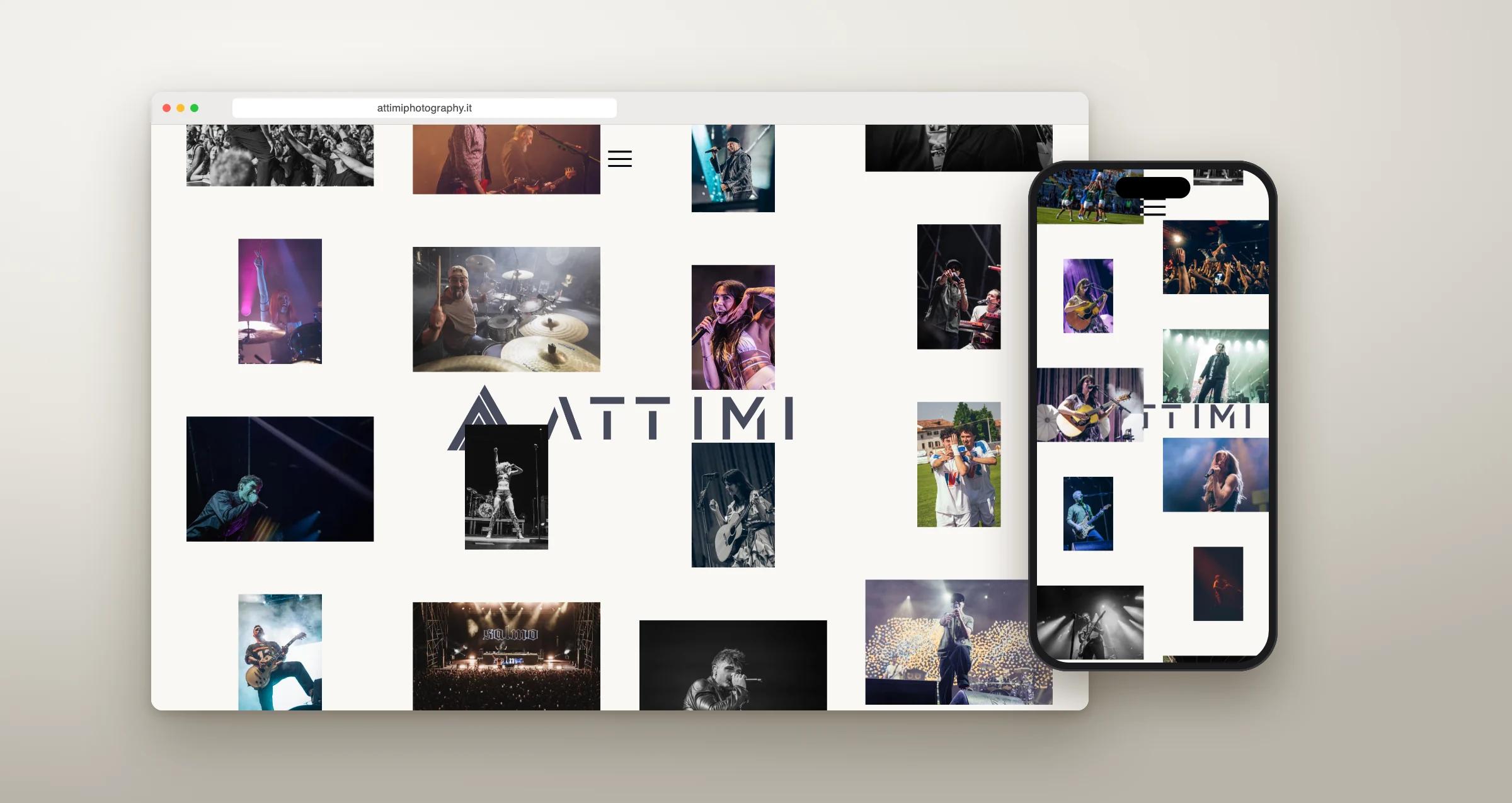 Il sito di Attimi Photography su computer e smartphone