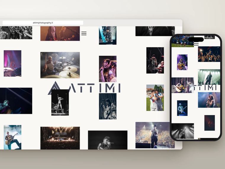 Il sito di Attimi Photography su computer e smartphone