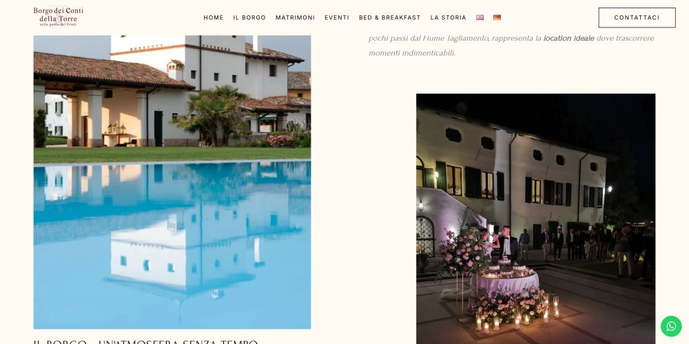 La sezione del borgo con piscina e villa