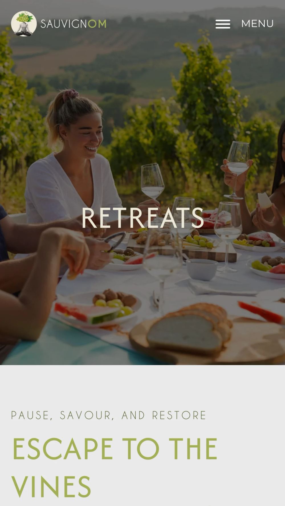 La pagina Retreats su mobile