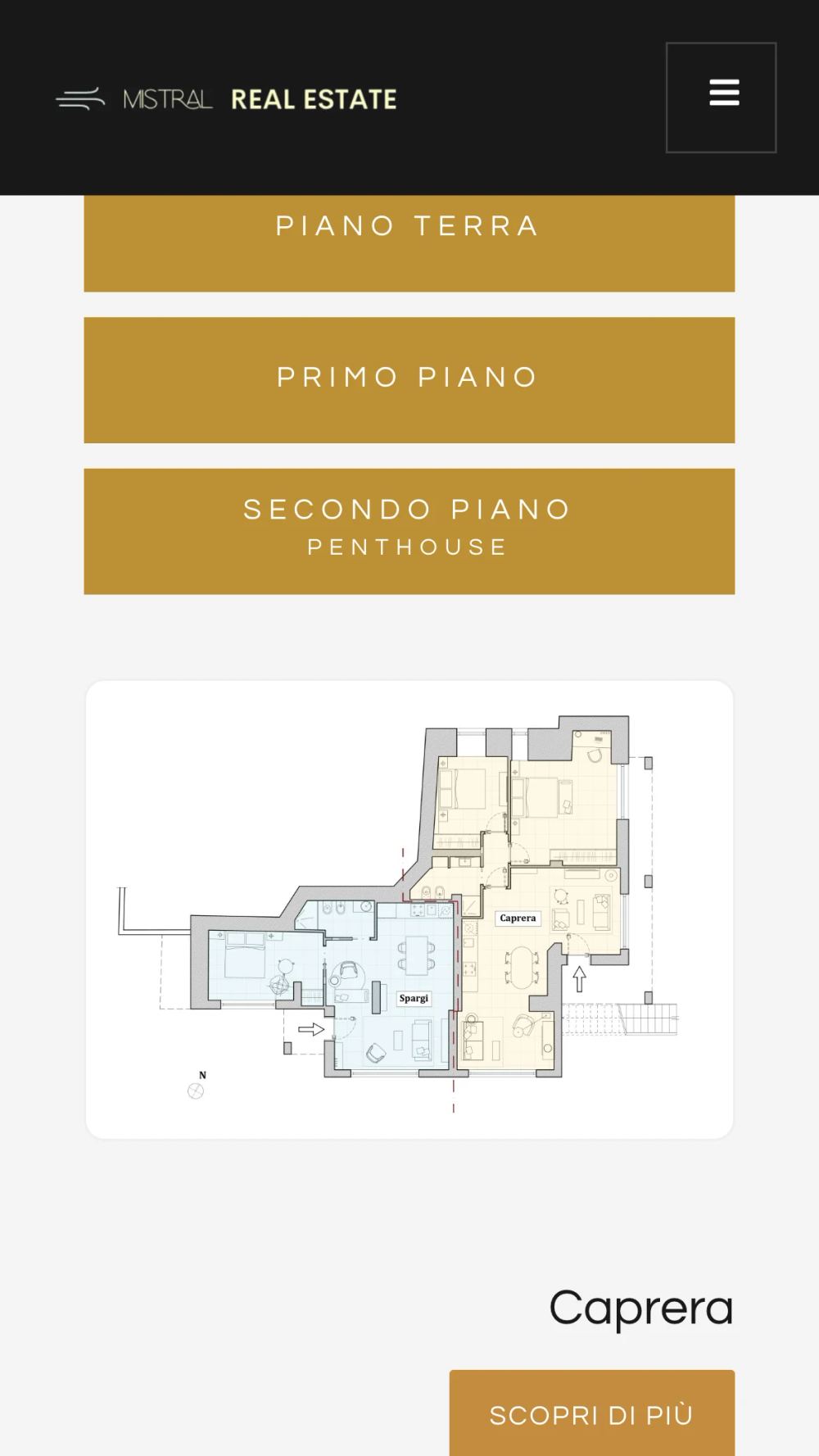 Scelta del piano e pianta interattiva su mobile