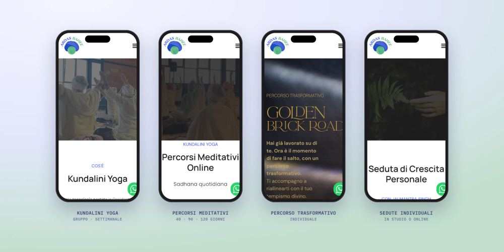 Le quattro pagine servizio affiancate su mobile, con lo stesso schema
