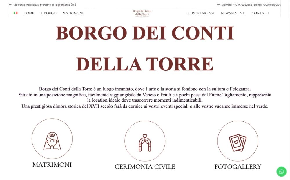 La home del vecchio sito su desktop