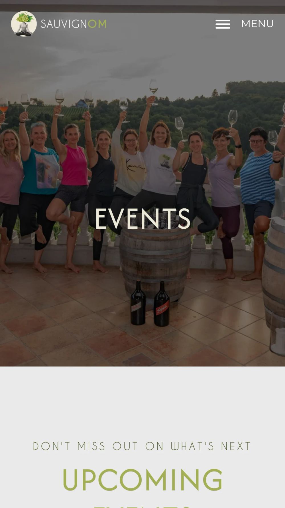 La pagina Events su mobile