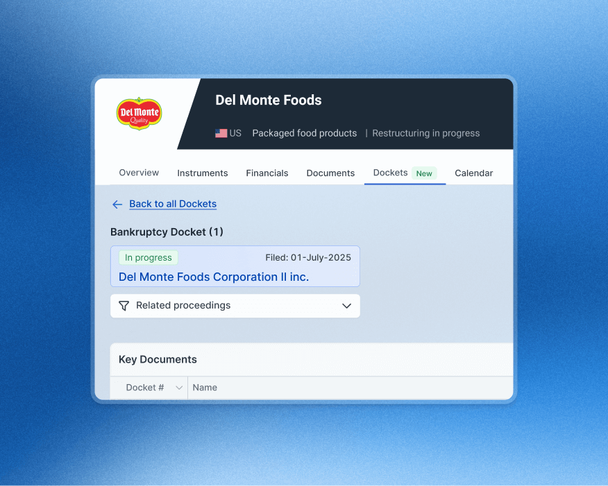 bankruptcy docket mockup