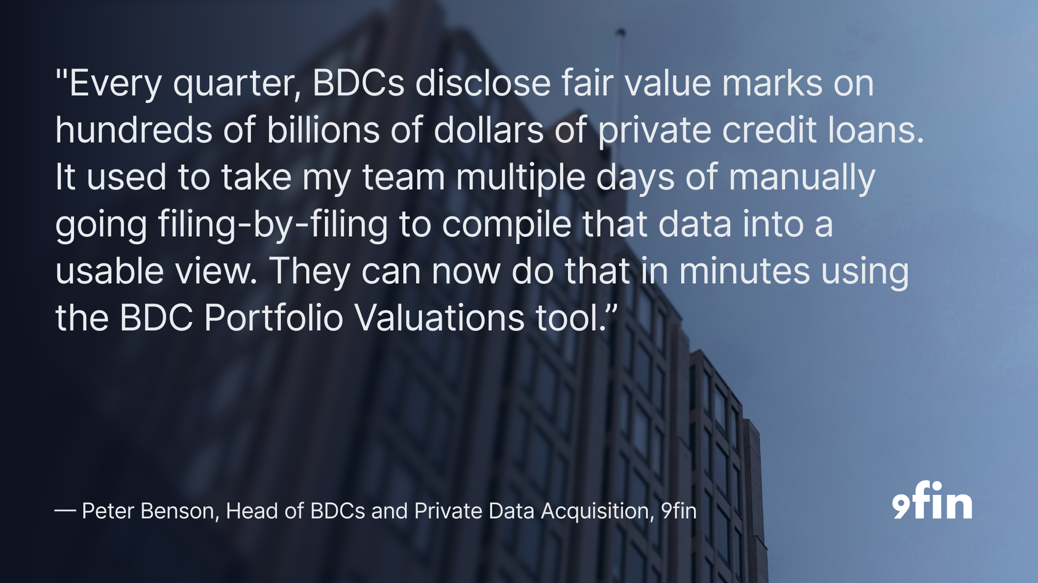BDC Quote from Peter Benson