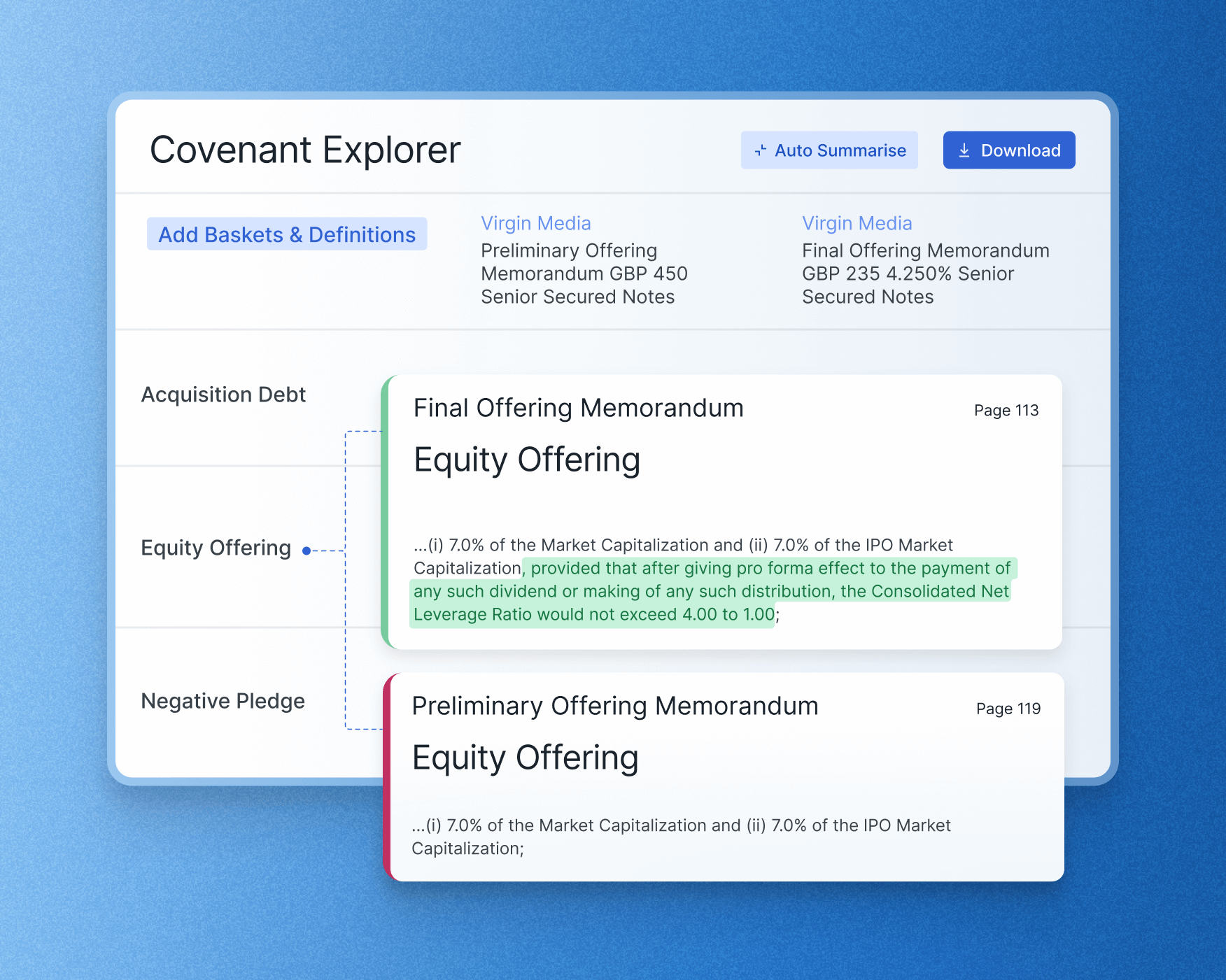 9fin covenant explorer screen mockup over blue background