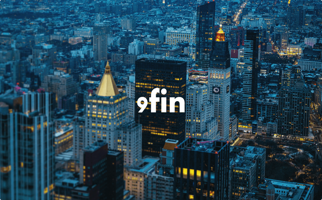photo of city in the evening with the a text '9fin' overlay