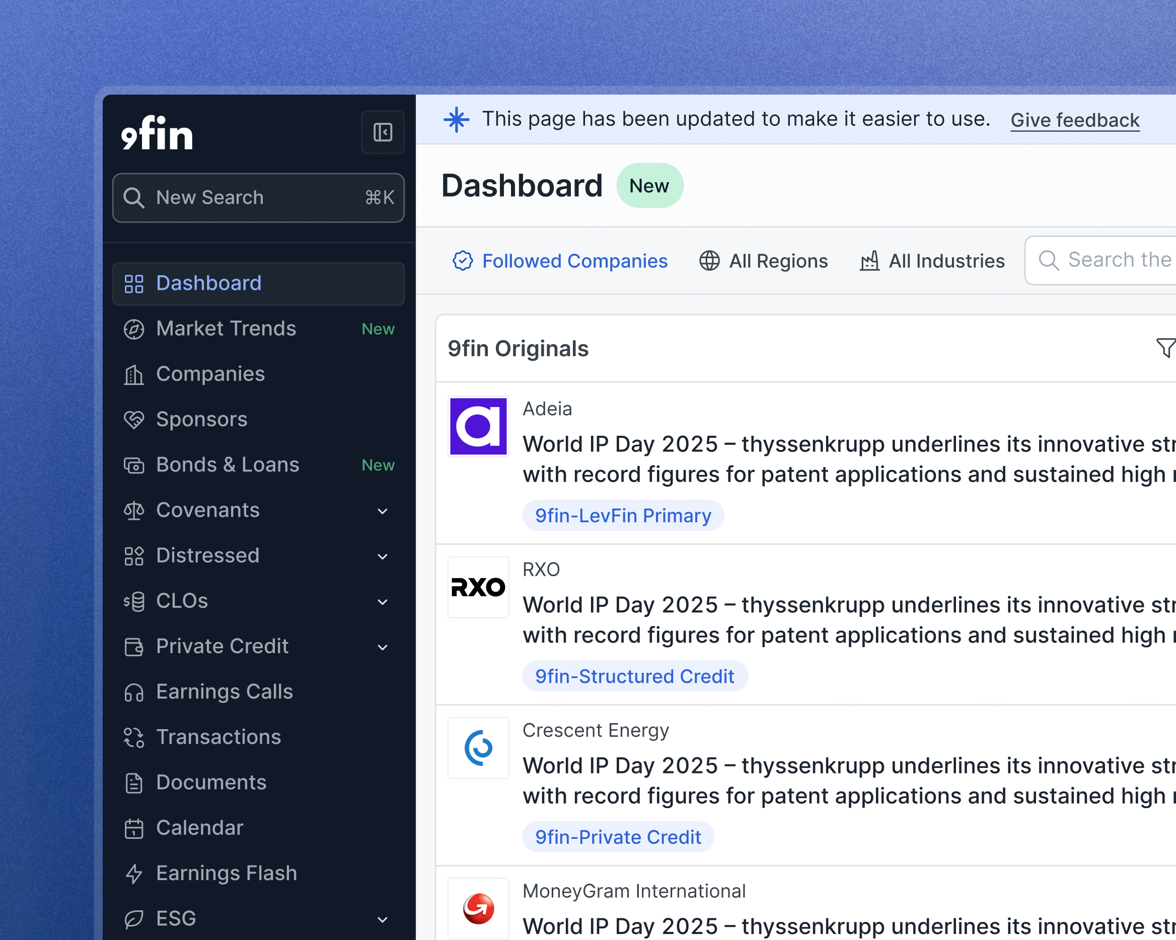 9fin News & Analysis Dashboard