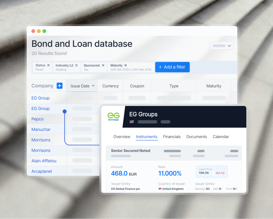 bond and loan database mock up