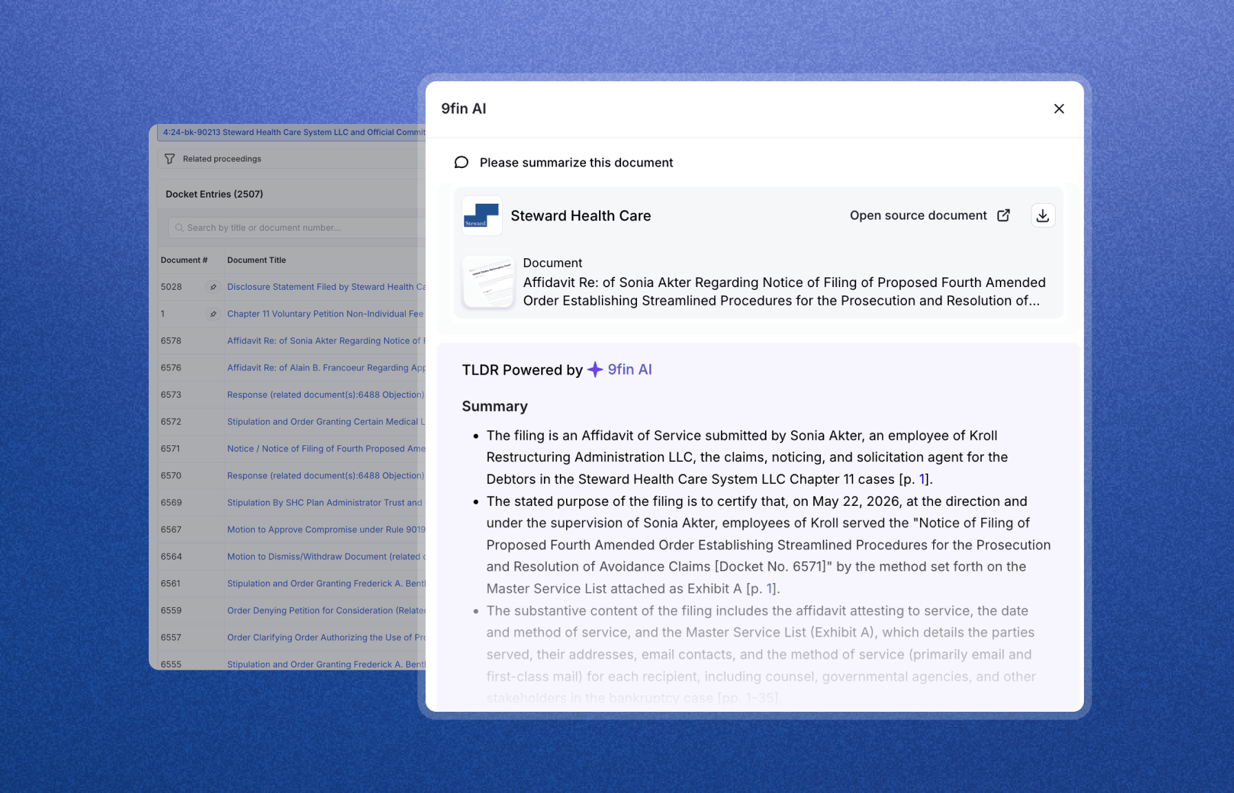 9fin document summaries