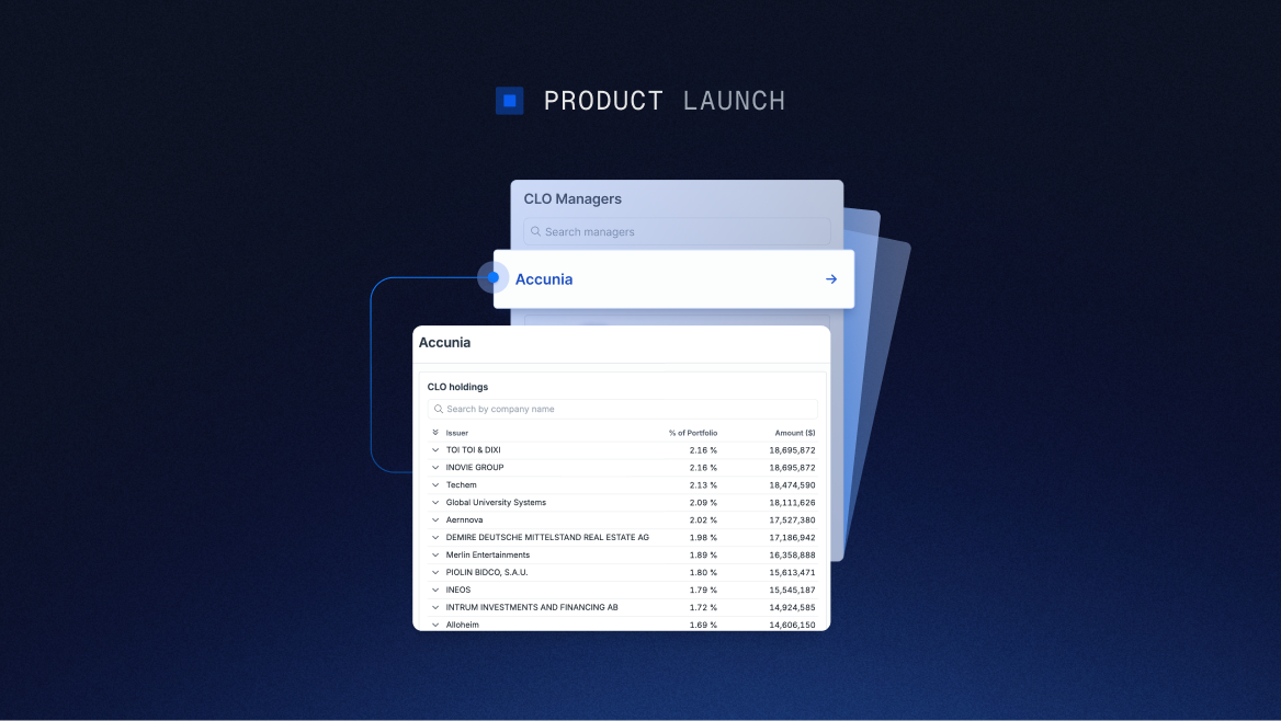 Get the full picture of CLO managers and holdings, in one unified workspace