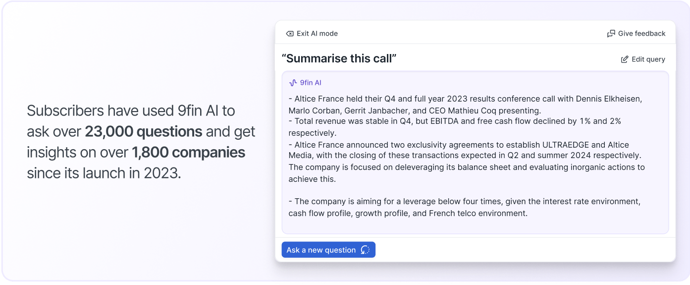 Get in touch to try 9fin AI for yourself at subscriptions@9fin.com