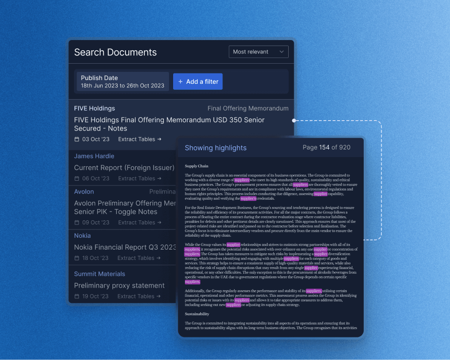 screen mockups for document search