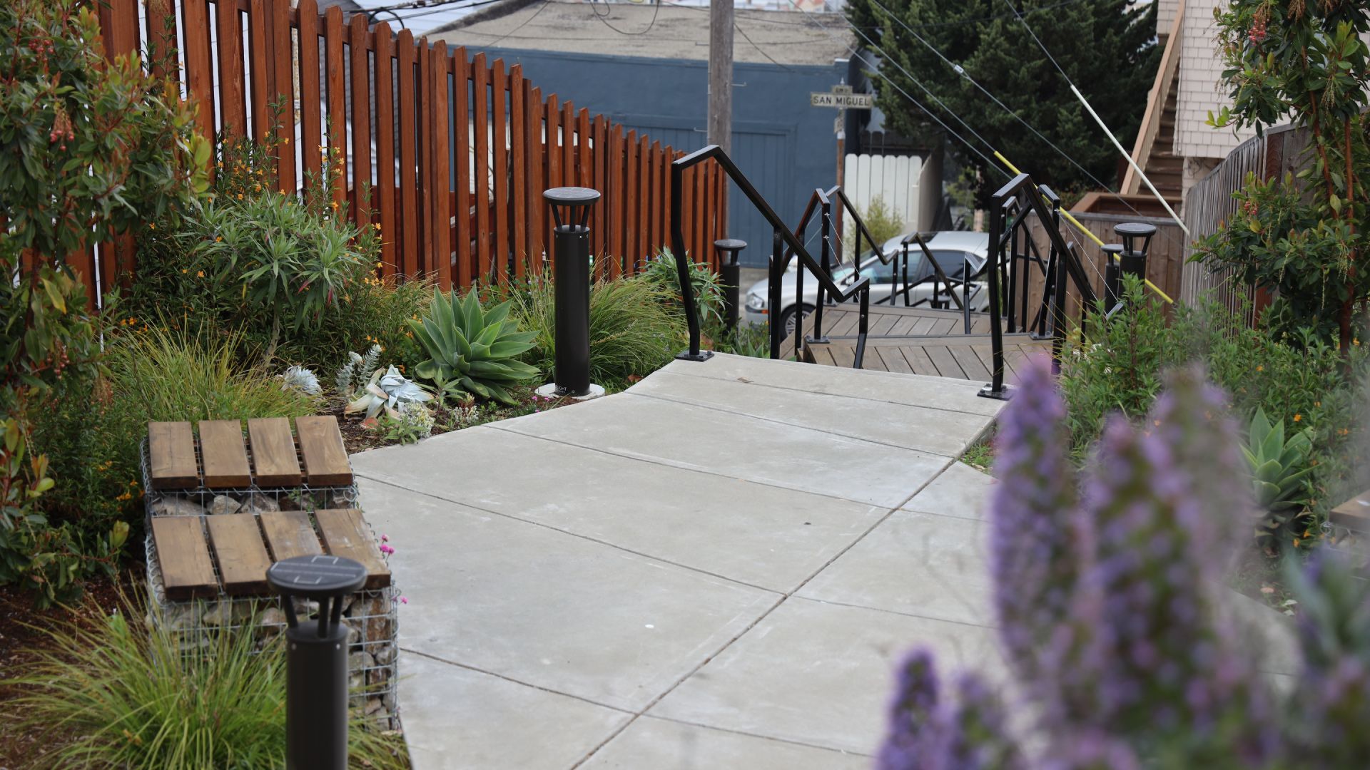 Pathway lighting with PLB solar bollards