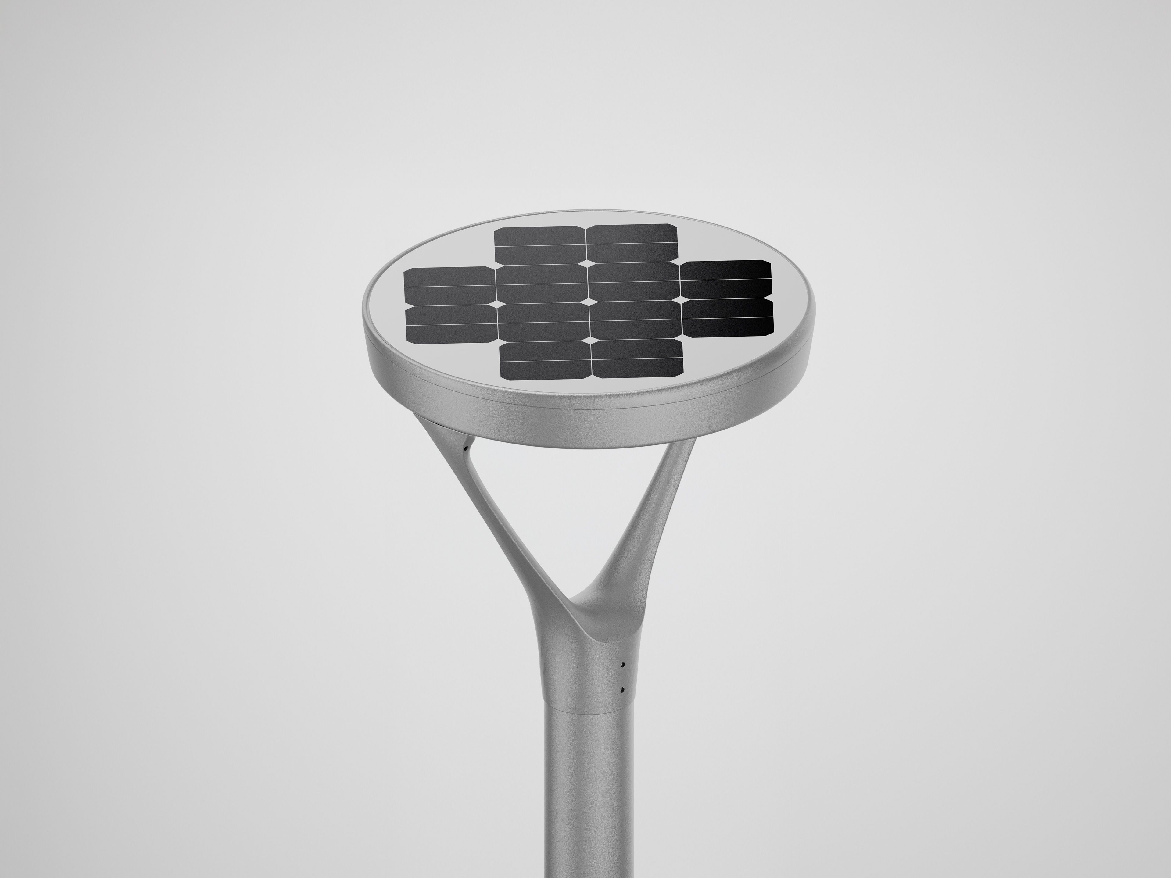 Solar Pole top lights have an integrated, compact design