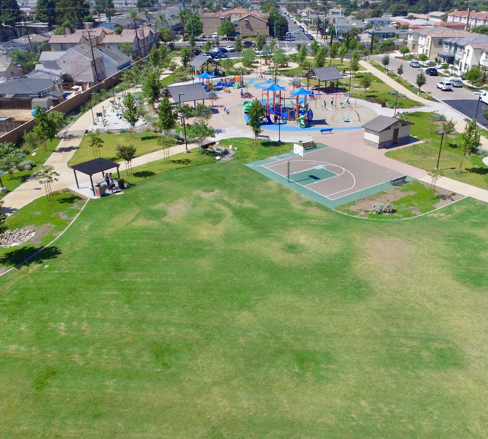 Overhead view of MacKay Park and FLT's lighting solutions