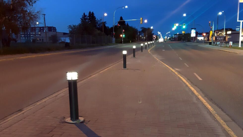 FLT's WLB solar bollards along a roadway