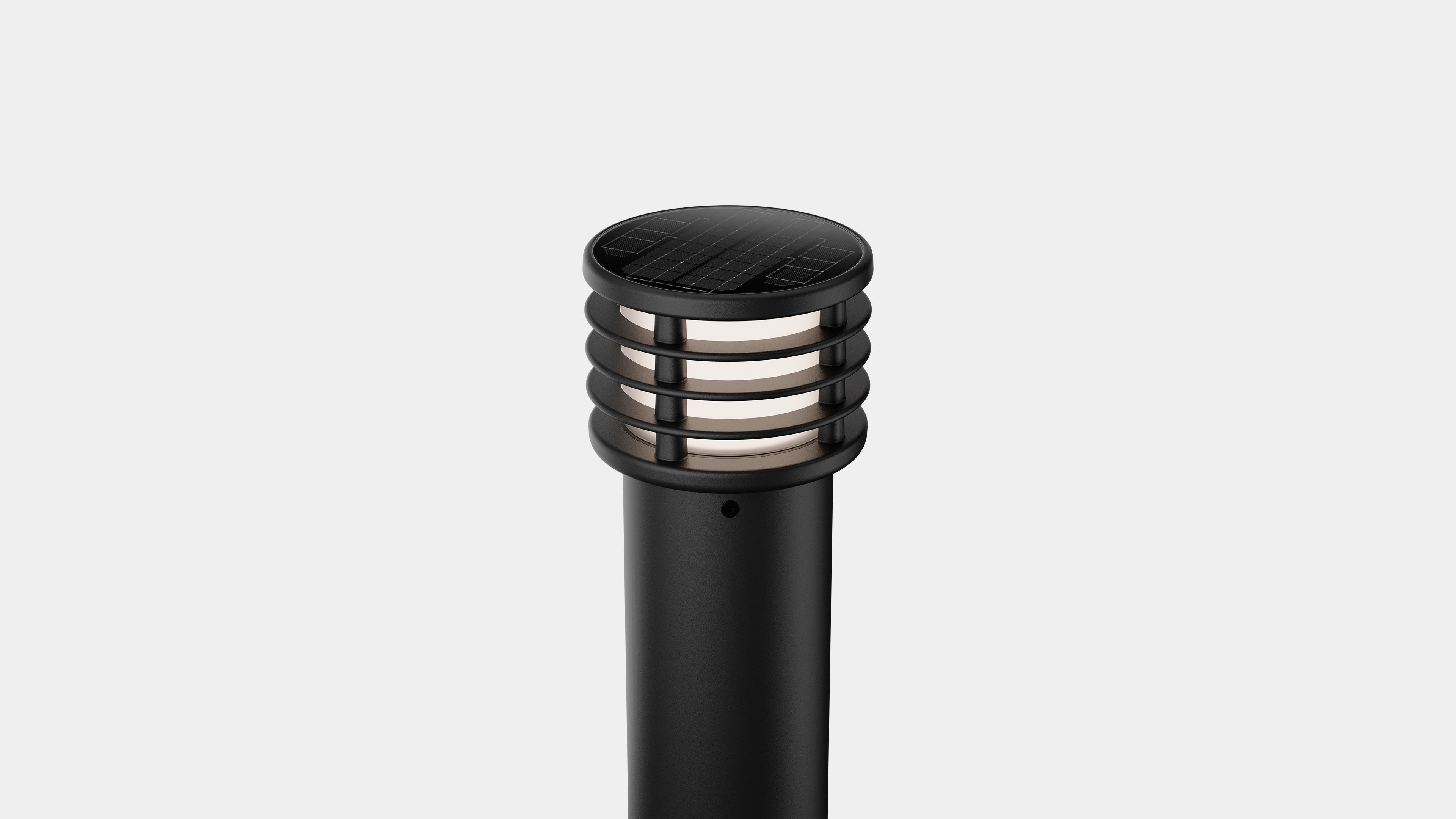 WLB Architectural Solar Bollard with Black Finish
