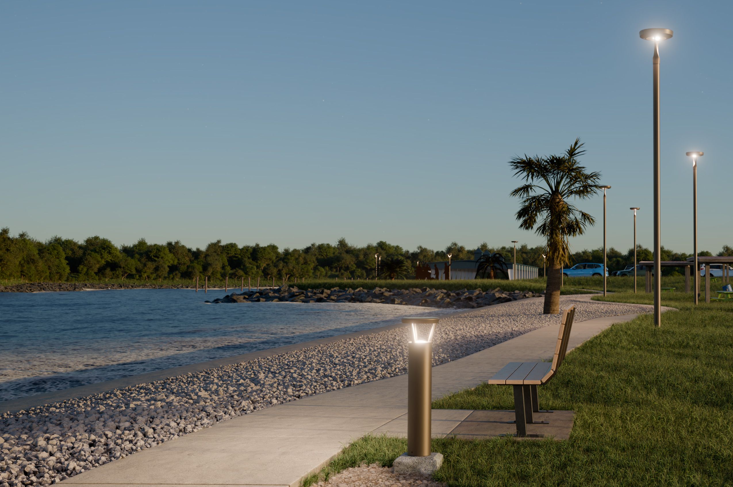Solar Bollards along path