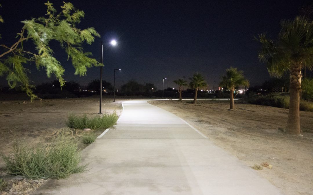 Solar pathway lighting at Twentynine Palms Marine Corps base