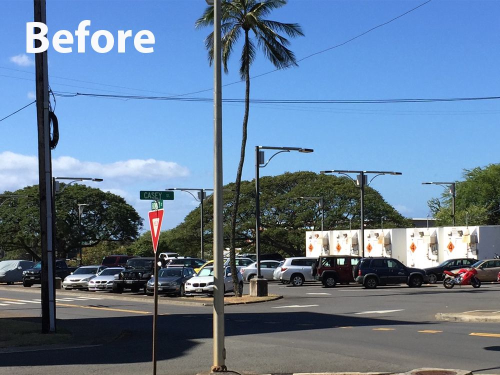 Obtrusive solar parking lot lighting