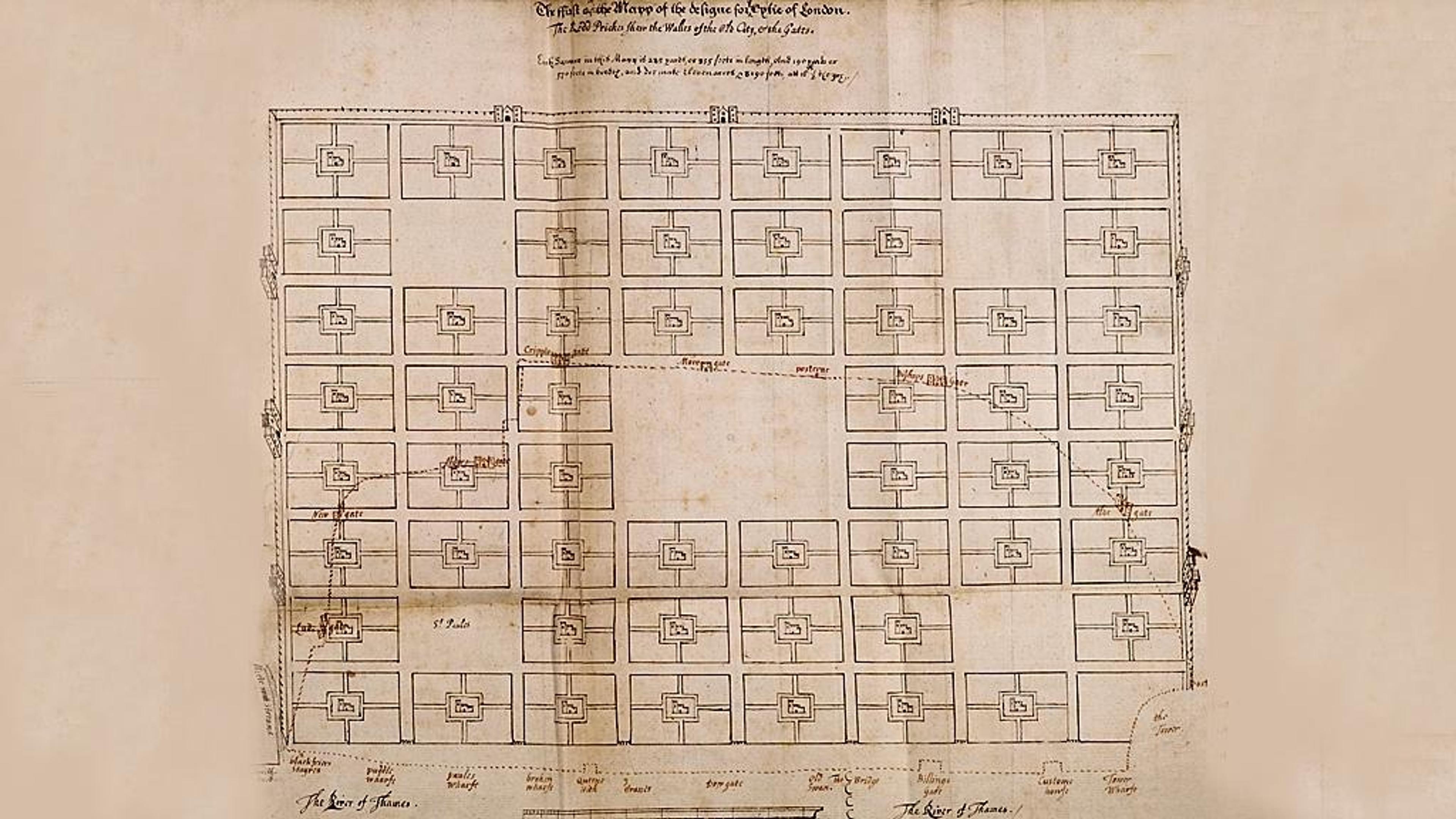 Richard Newcourt's plan for rebuilding the City of London 1666