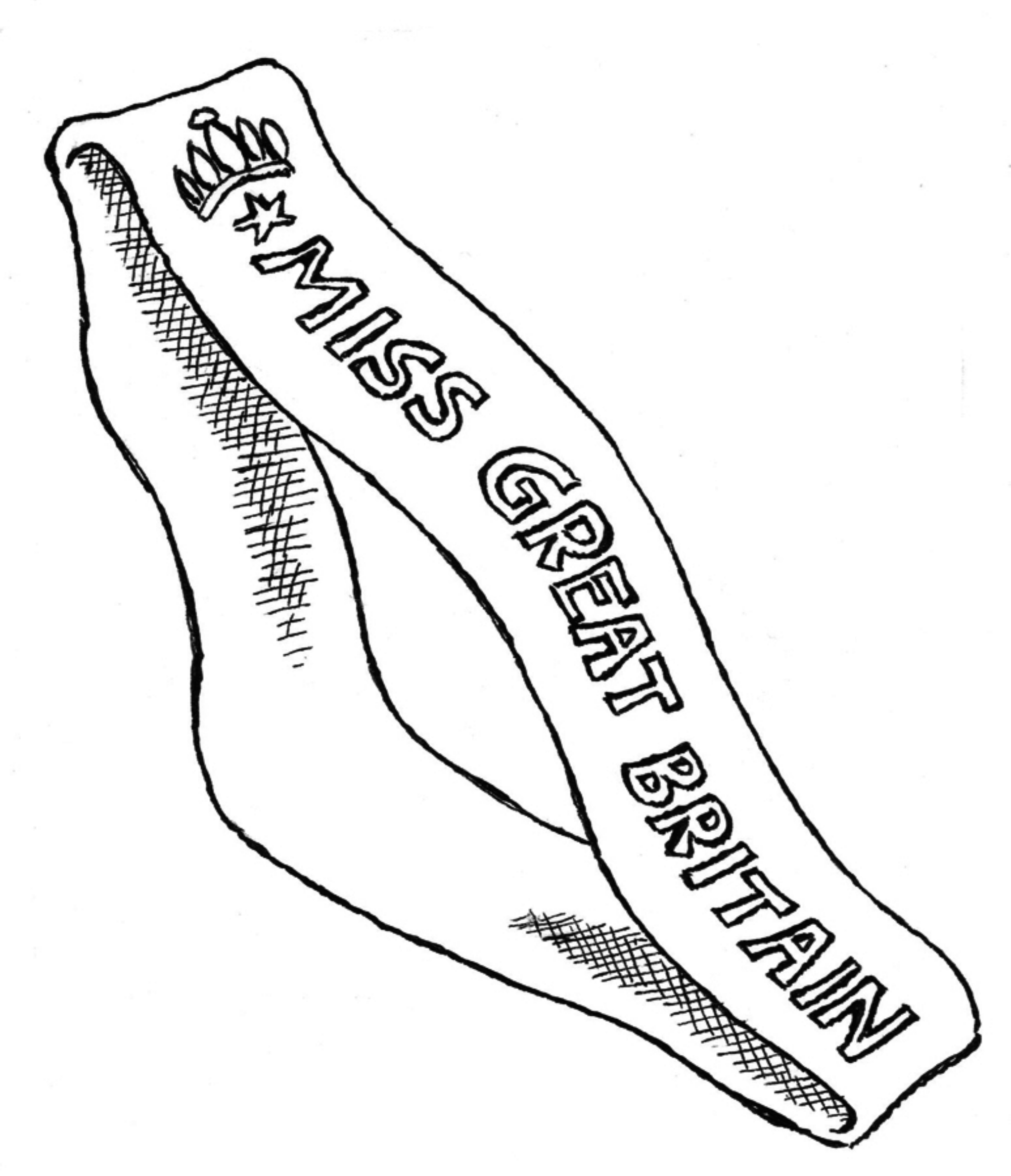 A drawing of a Miss Great Britain sash