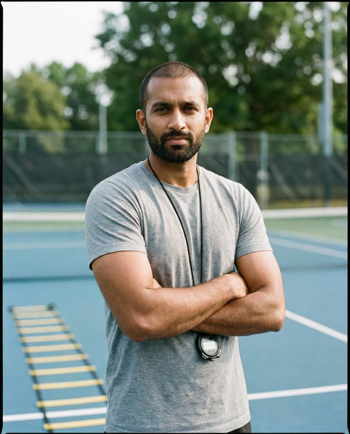 Arjun Malhotra standing beside an agility ladder
