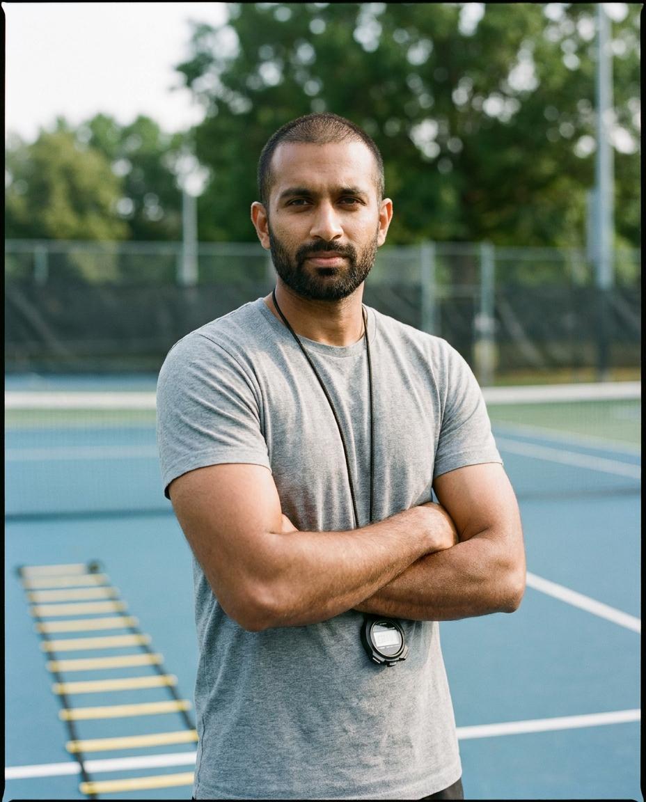Arjun Malhotra standing beside an agility ladder