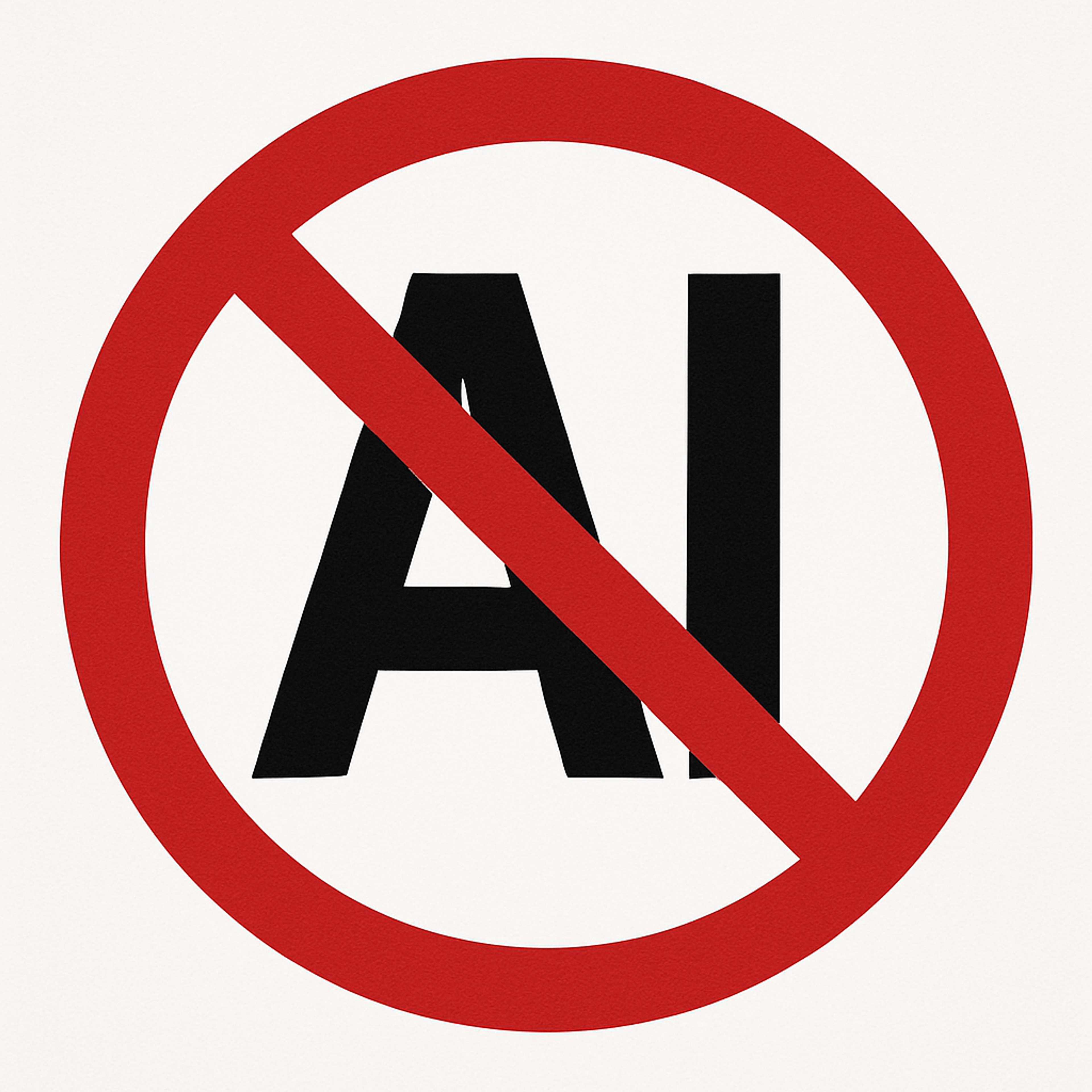 The letters "AI" with a red prohibition sign over them