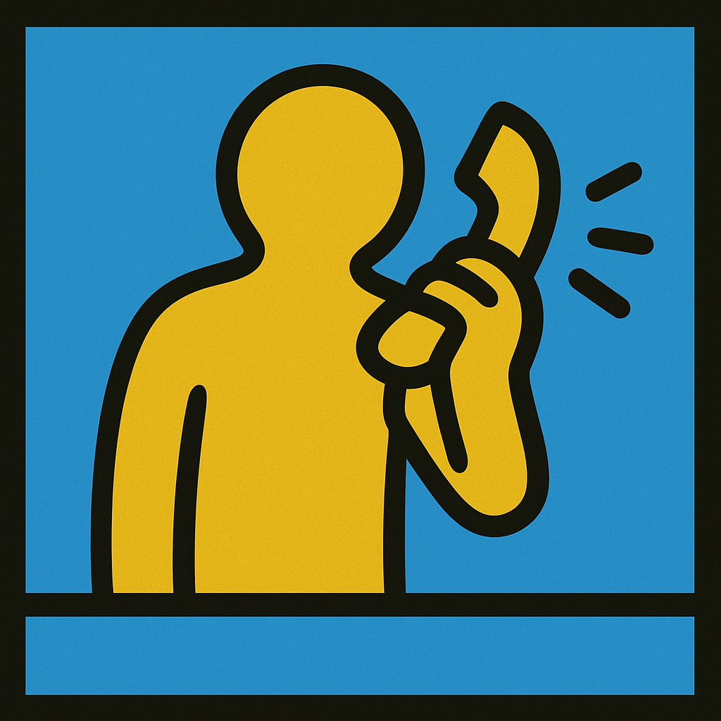Yellow cartoon man on phone