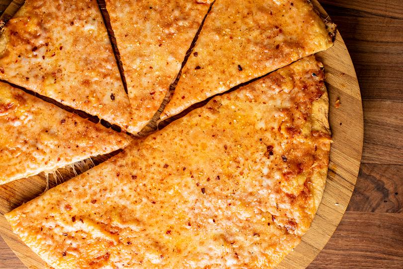 Sliced pizza pie