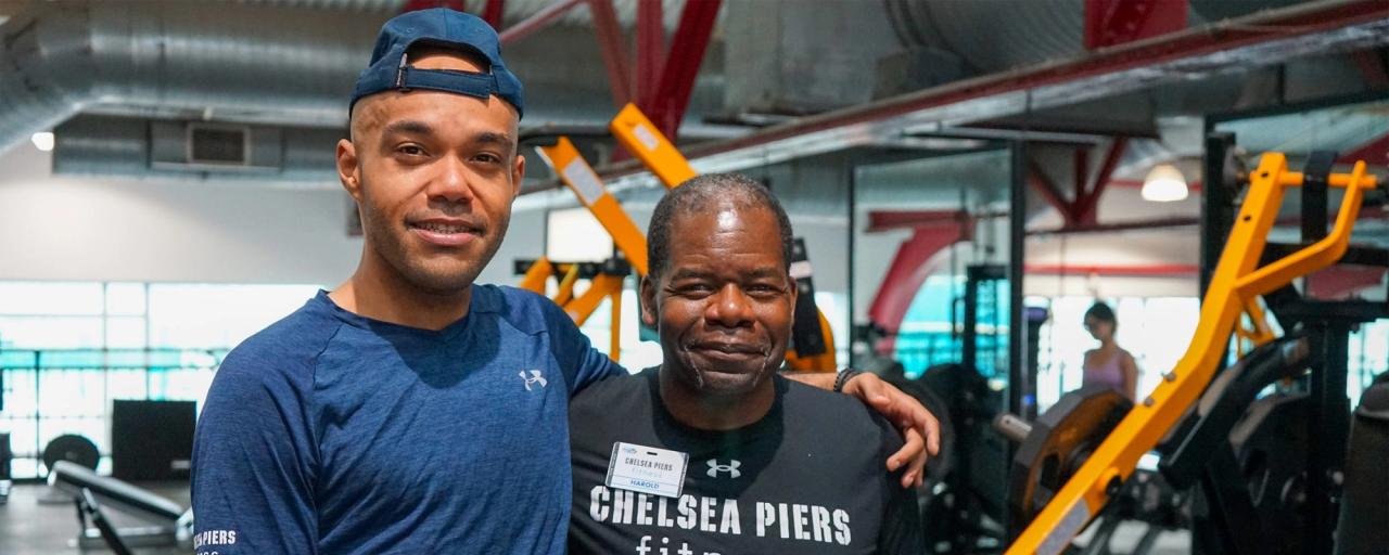 Guys posing for a photo at Chelsea Piers Fitness
