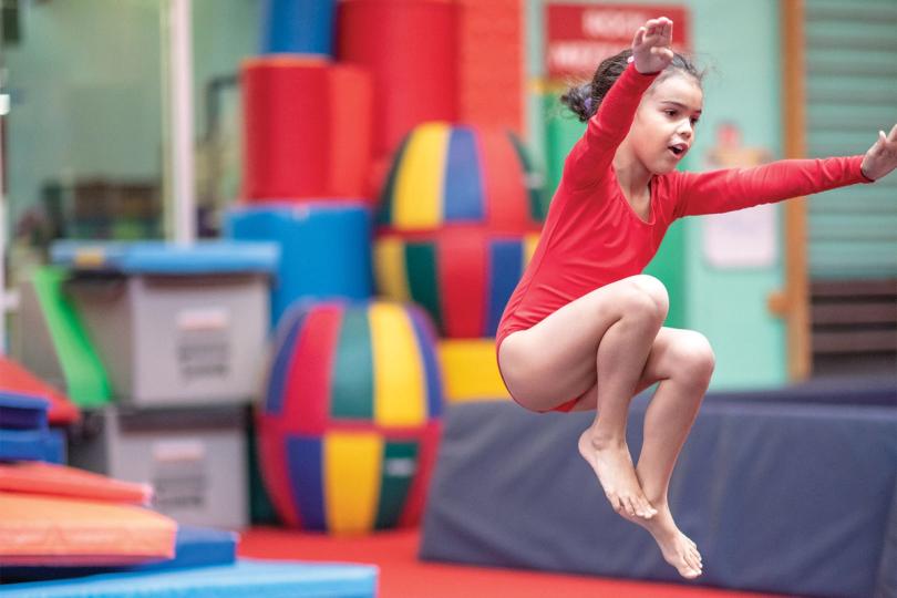 Gymnast jumping