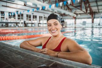 Person in pool at gym