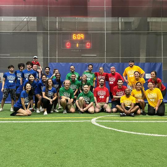 Group photo on the soccer field