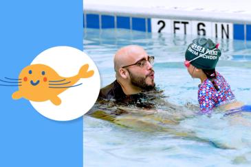 Kid learning to swim