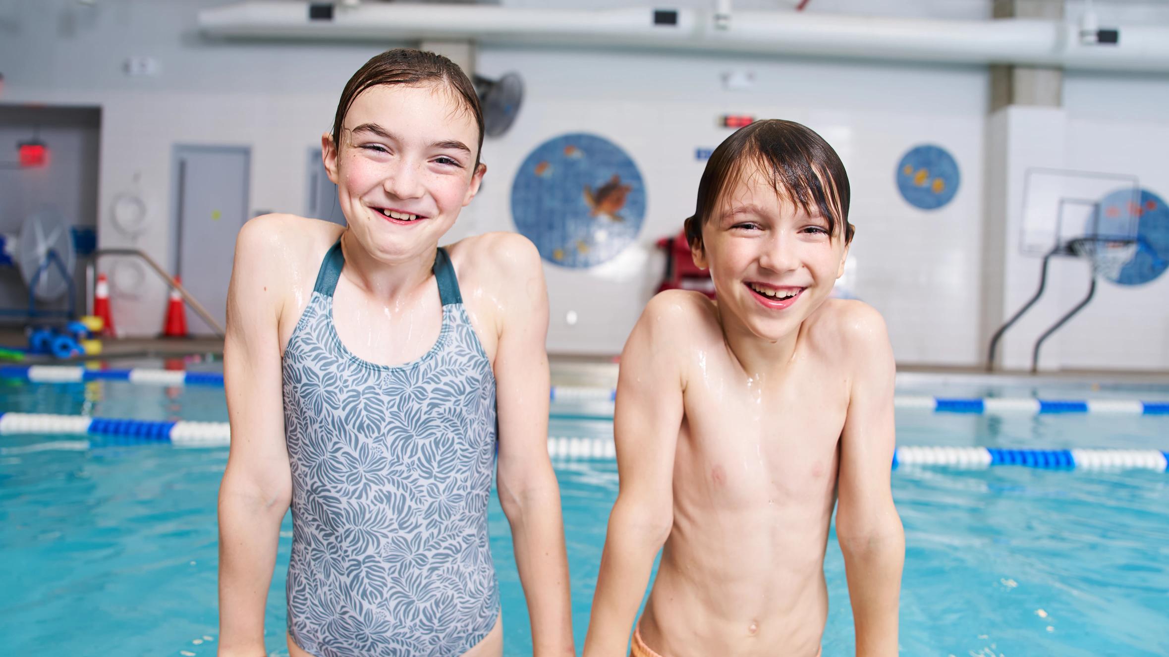 Kids playing in a swimming pool