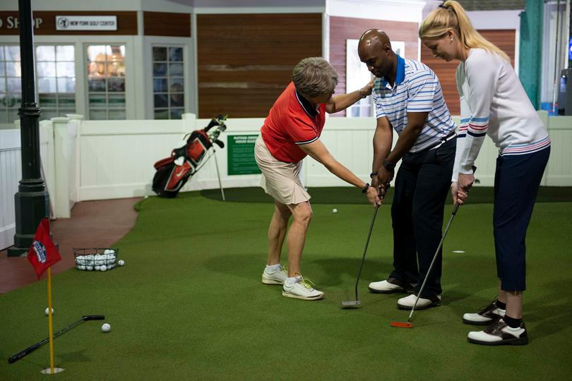 Golfing on the putting green