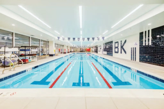 Indoor pool at gym in Downtown Brooklyn