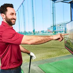 Golfer checking his stats