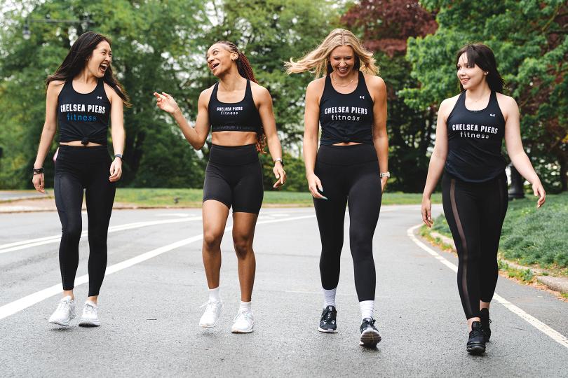 Women having fun running