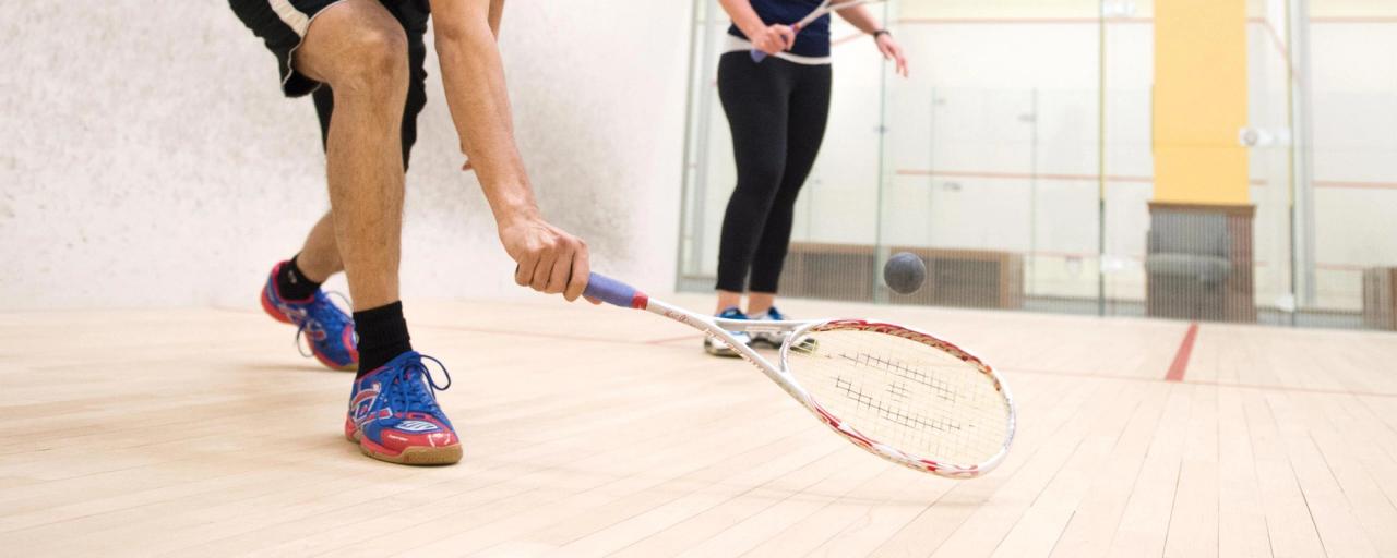 Playing squash