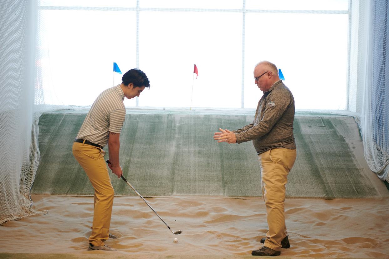 Bunker shots at a driving range